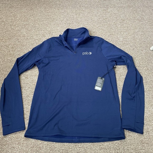 All birds Mens 1/4 zip natural run midlayer tshirt $98 Blue long sleeve Co Logo - Picture 1 of 12